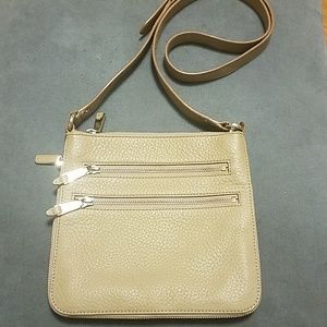 Cole Haan Crossbody. Leather. Tan w/ orange interior. Like new!